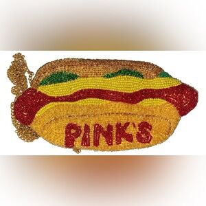 Limited Edition Pink’s Hot Dogs Beaded Crossbody Purse Clutch | *Hard To Find*